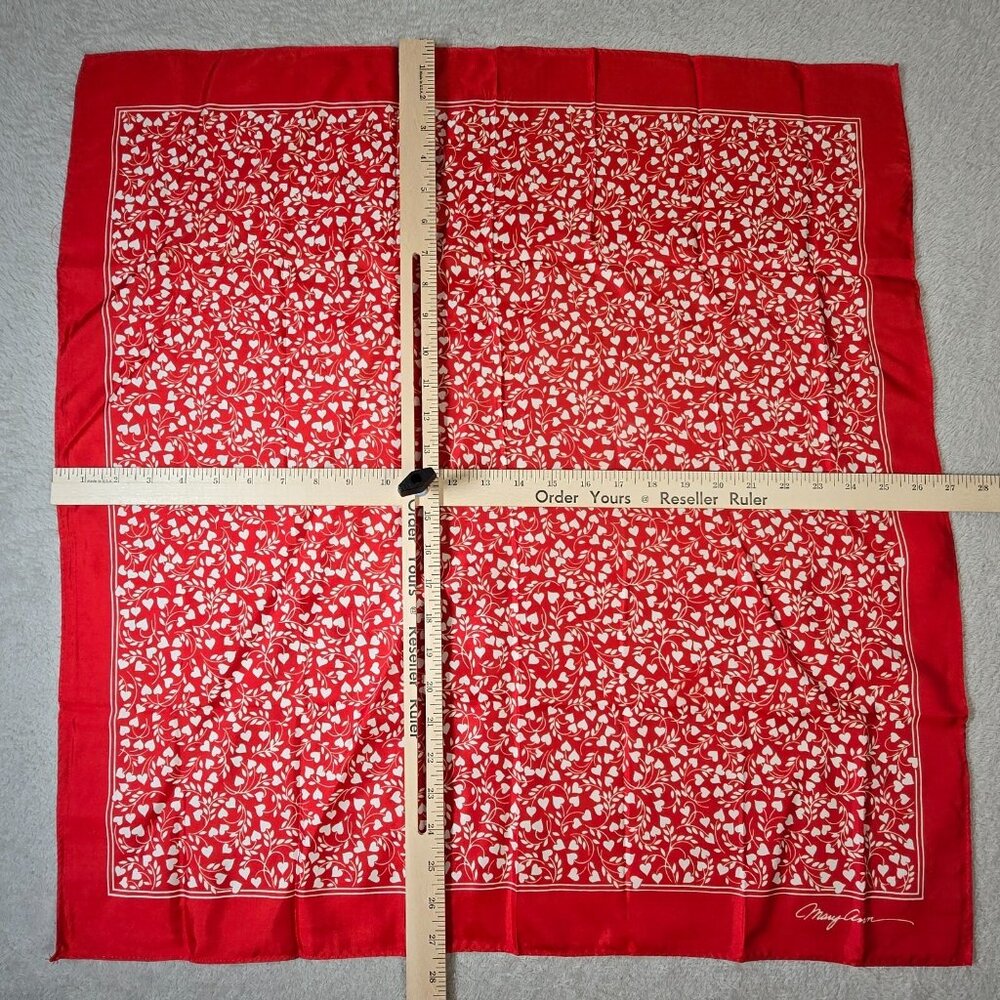 Mary Ann Hallmark Scarf Womens Vtg 1978 Square Japan Red Hearts Love Romantic - Picture 5 of 8